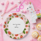 Benutzerdefinierter Text Erdbeermuster rosa Hinter Pappteller (Party)