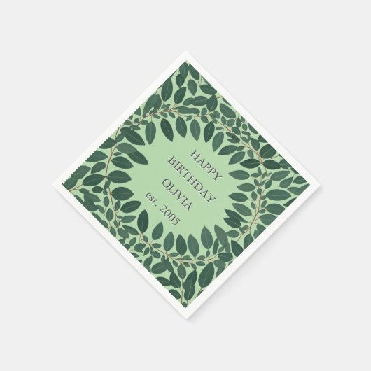 Benutzerdefinierter Text Eukalyptus Frame Napkin - Serviette (Ecke)