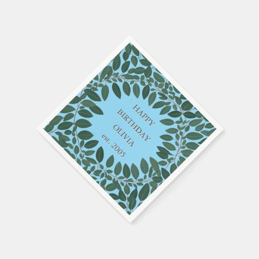 Benutzerdefinierter Text Eukalyptus Frame Napkin - Serviette (Ecke)