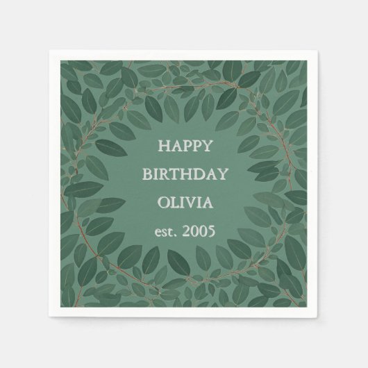 Benutzerdefinierter Text Eukalyptus Frame Napkin - Serviette (Vorderseite)