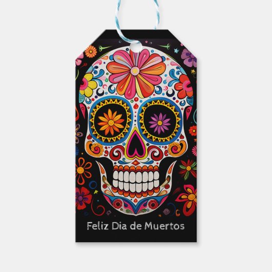 Benutzerdefinierter Text 💀 Exquisite Día de Muert Geschenkanhänger (Vorderseite)