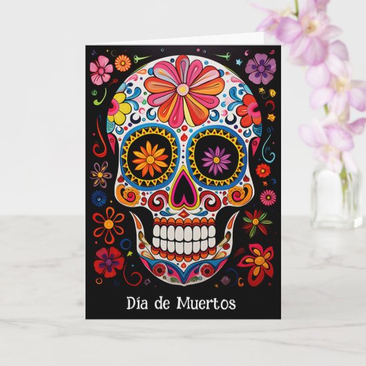 Benutzerdefinierter Text 💀 Exquisite Día de Muert Karte (Orchidee)