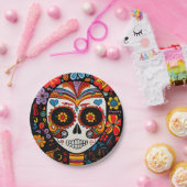 Benutzerdefinierter Text 💀 Exquisite Día de Muert Pappteller (Party)