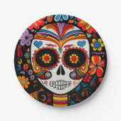 Benutzerdefinierter Text 💀 Exquisite Día de Muert Pappteller (Vorderseite)