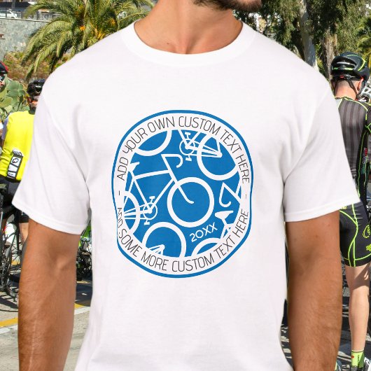Benutzerdefinierter Text Fahrradblau T-Shirt