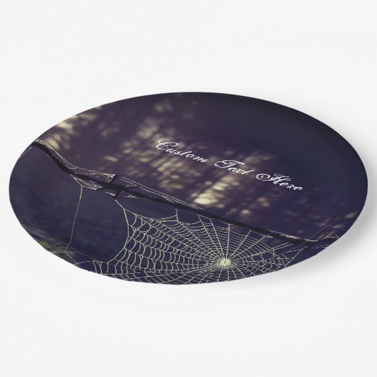 Benutzerdefinierter Text/ Fall Spooky Forest Creep Pappteller (Schrägansicht)