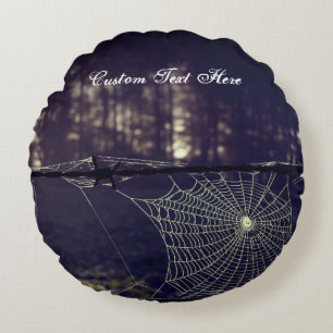 Benutzerdefinierter Text/ Fall Spooky Forest Creep Rundes Kissen