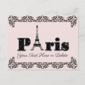 Benutzerdefinierter Text/Farbe Rosa Paris Eiffeltu Postkarte (Vorderseite)