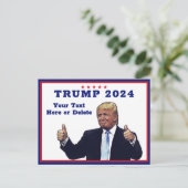 Benutzerdefinierter Text/Farbe RWB Trump 2024 wirf Postkarte (Stehend Vorderseite)