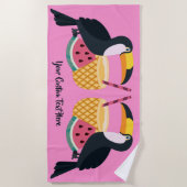 Benutzerdefinierter Text & Farbe Toucan Illustrati Strandtuch (Vorderseite)