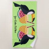 Benutzerdefinierter Text & Farbe Toucan Illustrati Strandtuch (Vorderseite)