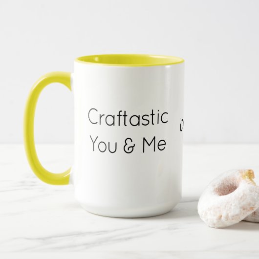 Benutzerdefinierter Text, farbenfrohe Craftastic Y Tasse (Mit Donut)