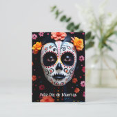 Benutzerdefinierter Text 💀 farbenfrohe La Catrina Postkarte (Stehend Vorderseite)