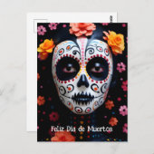 Benutzerdefinierter Text 💀 farbenfrohe La Catrina Postkarte (Vorne/Hinten)