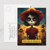 Benutzerdefinierter Text 💀 farbige Día de Muertos Postkarte (Vorne/Hinten)