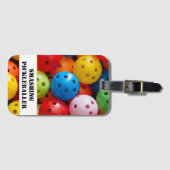 Benutzerdefinierter Text Farbige Pickleballs Gepäckanhänger (Vorderseite (Horizontal))