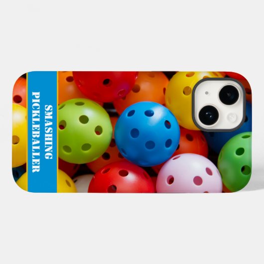 Benutzerdefinierter Text Farbige Pickleballs iPhon Case-Mate iPhone Hülle (Rückseite (Horizontal))