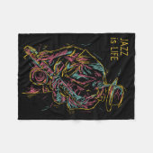 Benutzerdefinierter Text Farbiger Jazzplayer Fleecedecke (Vorderseite (Horizontal))