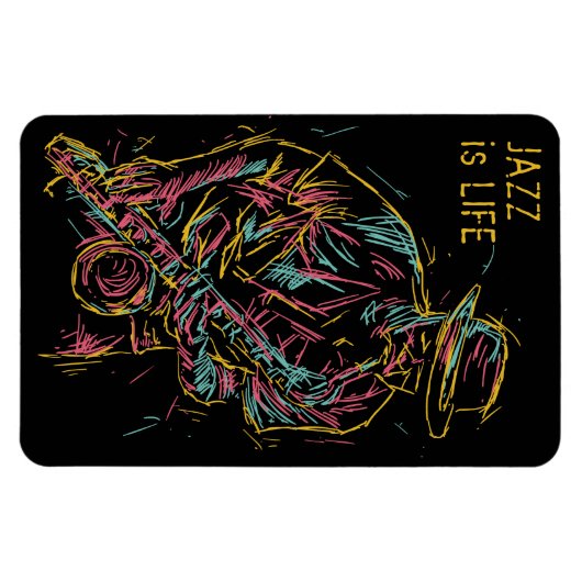 Benutzerdefinierter Text Farbiger Jazzplayer Magnet (Horizontal)