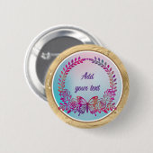 Benutzerdefinierter Text, farbiger Schmetterling u Button (Vorne & Hinten)