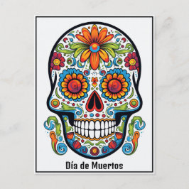 Benutzerdefinierter Text 💀 farbiges Doodle Día de Postkarte