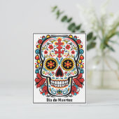 Benutzerdefinierter Text 💀 farbiges Doodle Día de Postkarte (Stehend Vorderseite)
