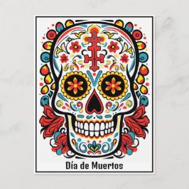 Benutzerdefinierter Text 💀 farbiges Doodle Día de Postkarte