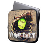 Benutzerdefinierter Text-Fastfeld-Softball-Laptop- Laptopschutzhülle (Vorderseite Links)