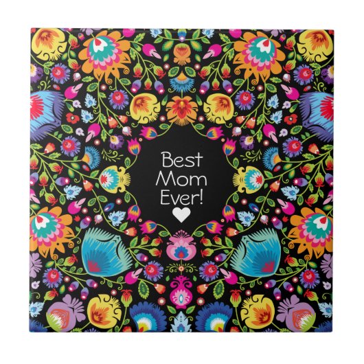 Benutzerdefinierter Text, Folklore-Blume Fliese (Vorderseite)