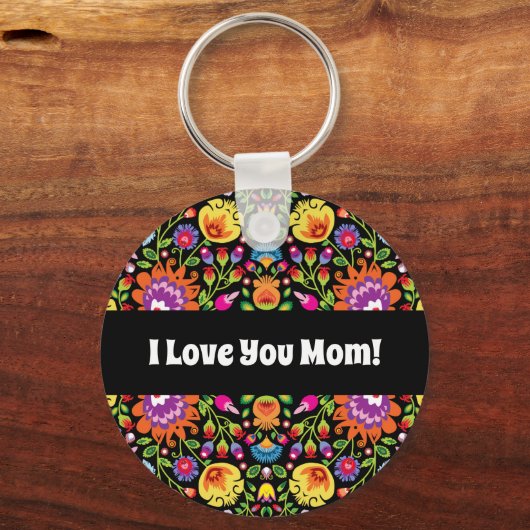 Benutzerdefinierter Text Folklore Blume Wycinanki Schlüsselanhänger (Vorderseite)