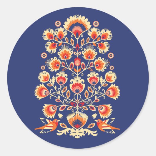 💙 💛 🧡 Benutzerdefinierter Text Folklore mit gel Runder Aufkleber (Vorderseite)