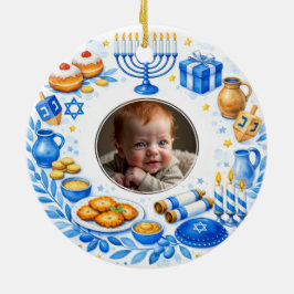 Benutzerdefinierter Text Foto Baby's erstes Chanu Keramik Ornament