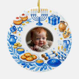 Benutzerdefinierter Text  Foto Baby's erstes Chanu Keramik Ornament