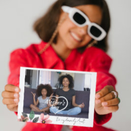 Benutzerdefinierter Text Foto Floral Happy Mütter  Feiertagskarte