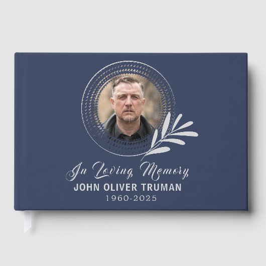Benutzerdefinierter Text Foto Gedenk Trauerfall Bl Gästebuch (Vorderseite)