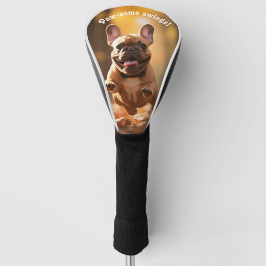 🐕 benutzerdefinierter Text, französischer Welpe Golf Headcover (Vorderseite)