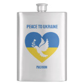 Benutzerdefinierter Text Frieden für die Ukraine Flachmann (Vorderseite)