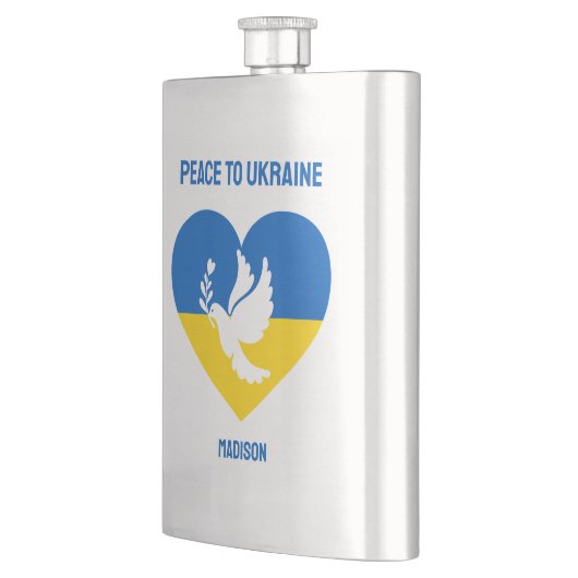 Benutzerdefinierter Text Frieden für die Ukraine Flachmann (Links)