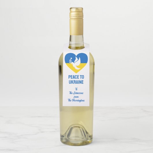 Benutzerdefinierter Text Frieden für die Ukraine Flaschenanhänger (Auf Flasche)