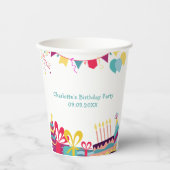 Benutzerdefinierter Text fröhliche farbige Geburts Pappbecher (Vorderseite)