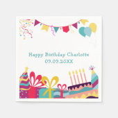 Benutzerdefinierter Text fröhliche farbige Geburts Serviette (Vorderseite)
