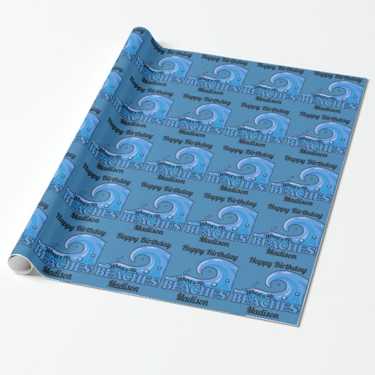 Benutzerdefinierter Text Funny Beach Wave Packpapi Geschenkpapier (Ungerollt)