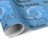 Benutzerdefinierter Text Funny Beach Wave Packpapi Geschenkpapier (Rolleneckpunkt)