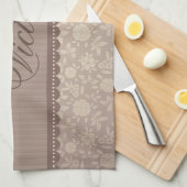 Benutzerdefinierter Text für braune beige Blume Küchentuch (Viertel Falte)