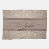 Benutzerdefinierter Text für braune beige Blume Küchentuch (Horizontal)