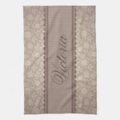 Benutzerdefinierter Text für braune beige Blume Küchentuch (Vertikal)