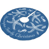 Benutzerdefinierter Text für das blaue Meer Polyester Weihnachtsbaumdecke (Schrägansicht)