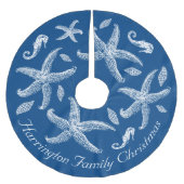 Benutzerdefinierter Text für das blaue Meer Polyester Weihnachtsbaumdecke (Vorderseite)