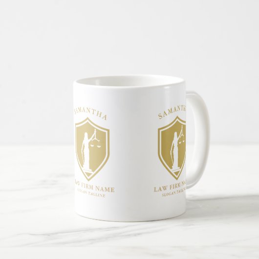Benutzerdefinierter Text für das Logo "Gold Lady J Kaffeetasse (VorderseiteRechts)