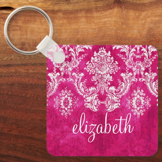 Benutzerdefinierter Text für das Muster des rosa G Schlüsselanhänger (Vorderseite)